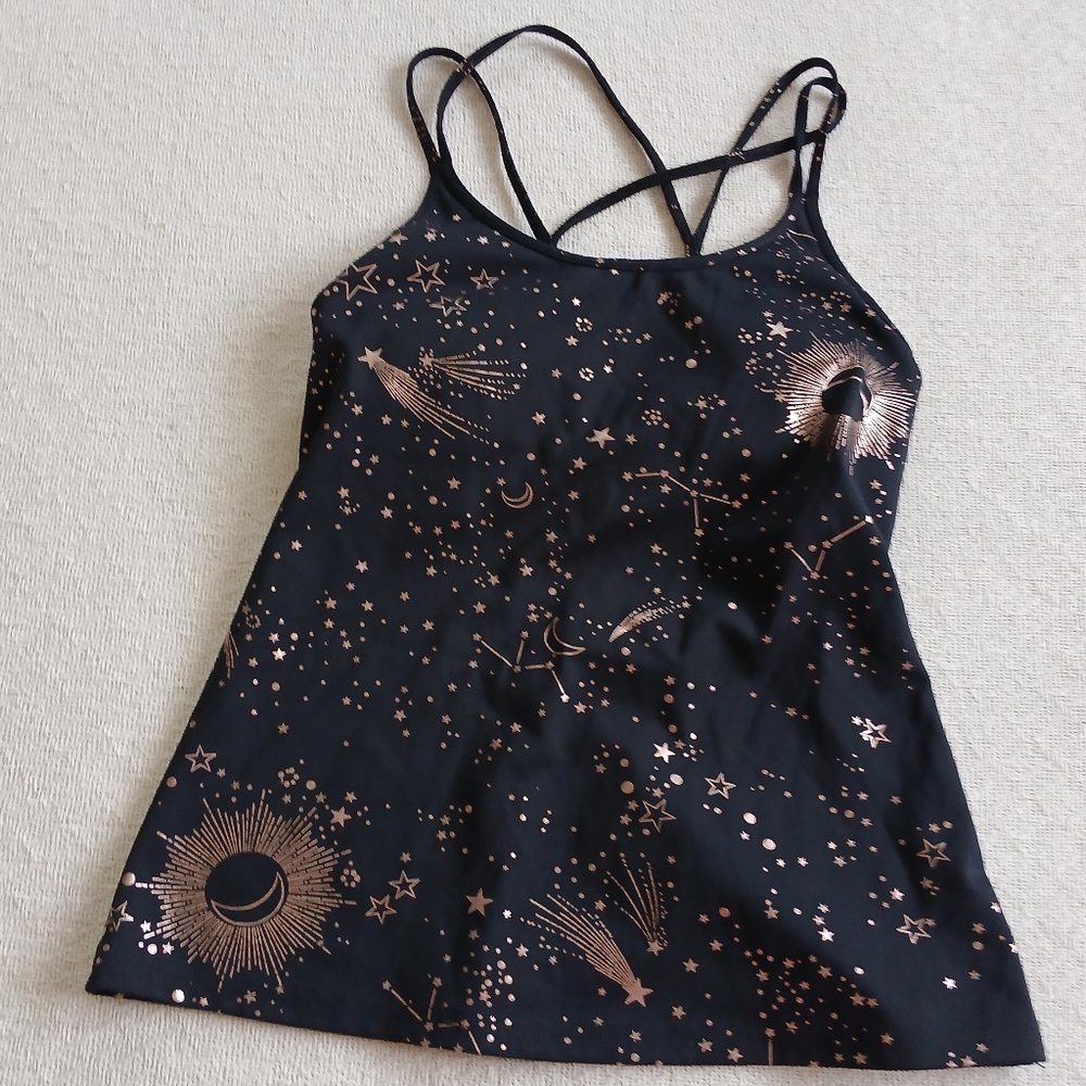 old navy ♡ celestial fitted active tank top xs witchy whimsigoth indie gym
